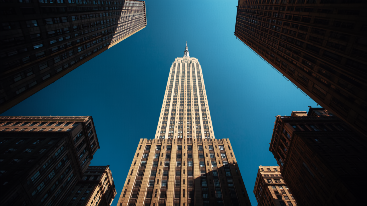 The Empire State Building rising over Midtown Manhattan
