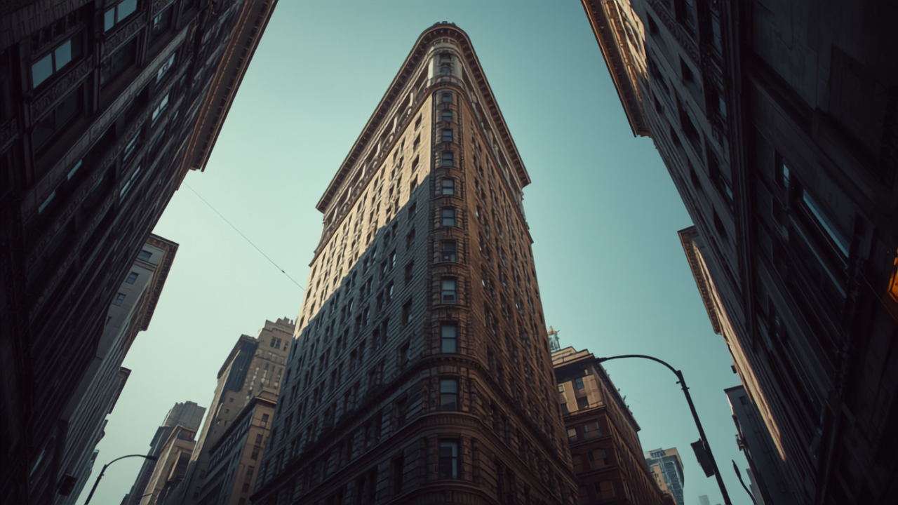 The triangular Flatiron Building